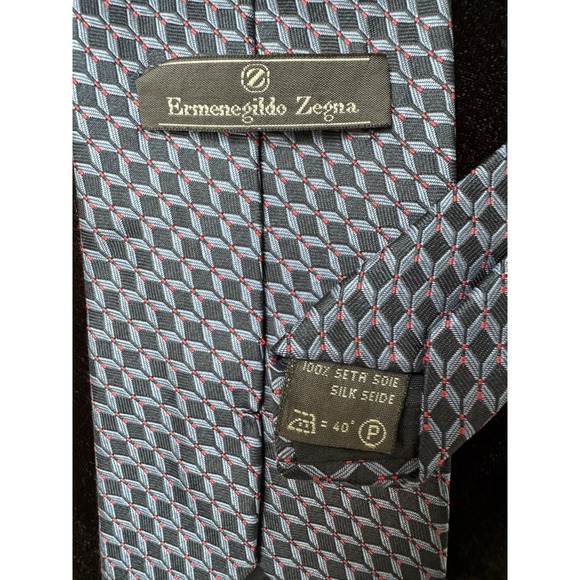 Ermenegildo‎ Zegna - 100% Silk Tie Made In Italy Navy With Red - Picture 1 of 8